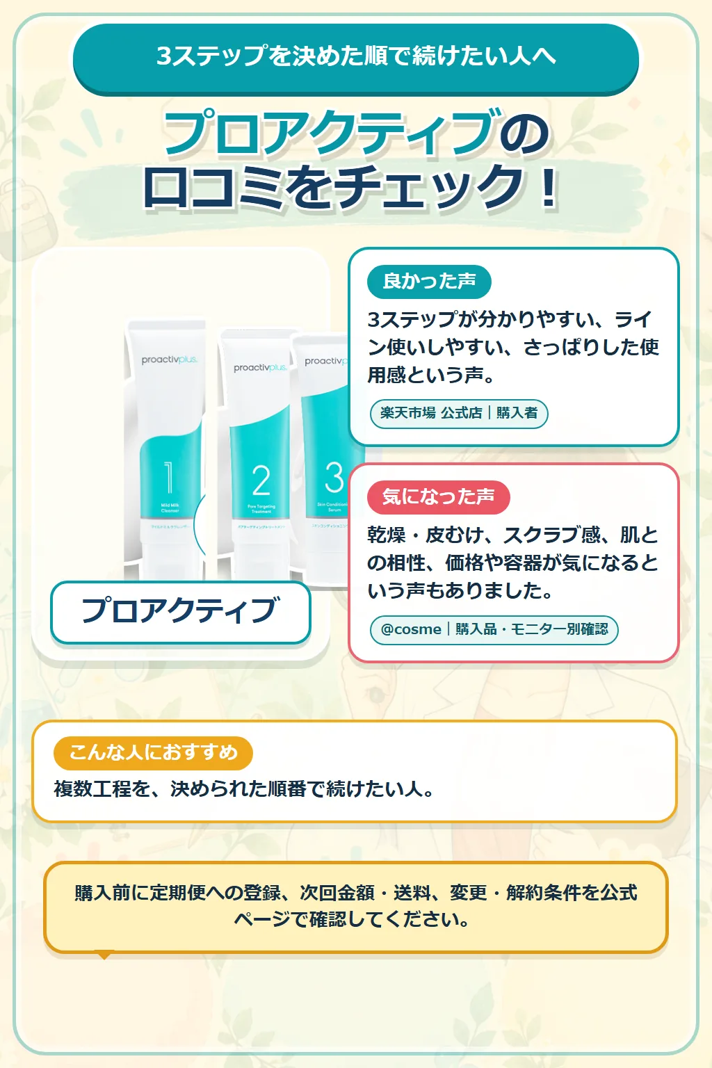 プロアクティブの口コミ傾向